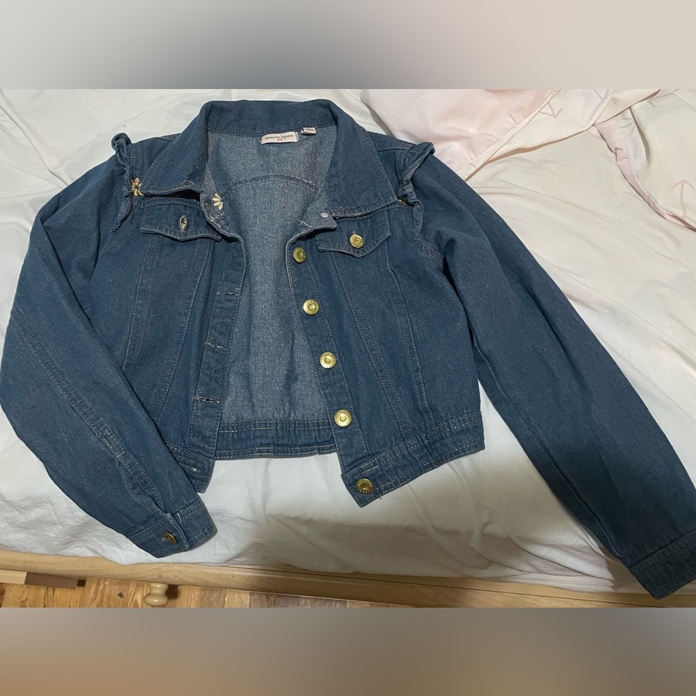 Stylish Blue Denim Jacket with Gold Buttons